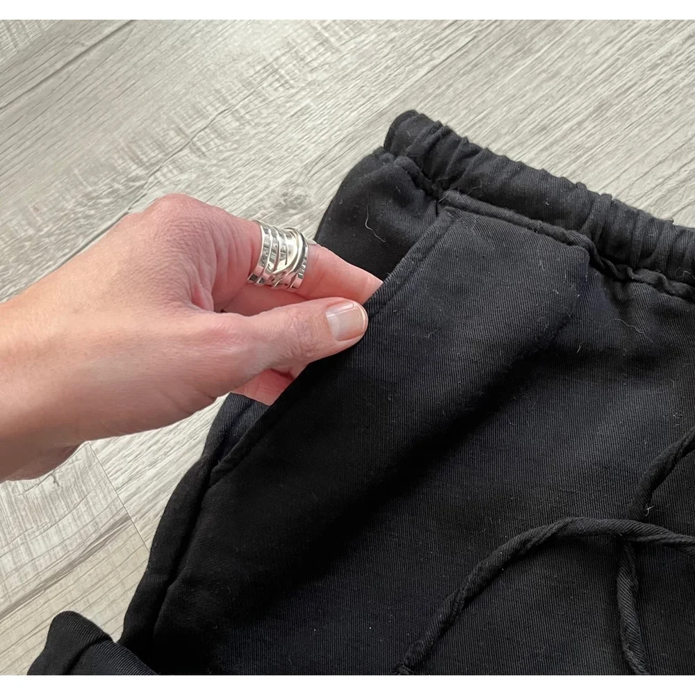 Zara NWOT cropped linen blend pull on black pants size M